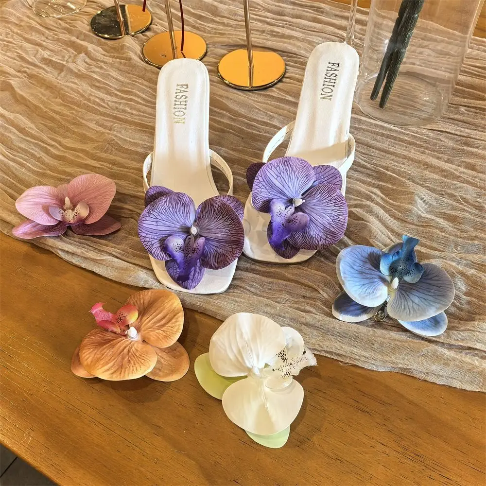 

Sandals Decorations Flower Shoe Accessories Vacation Style Removable Butterfly Orchid Shoes Charms Shoe Accessories Clogs Buckle