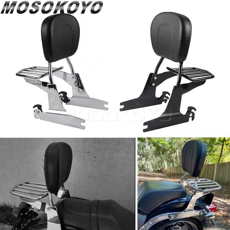 For Harley Dyna Motorcycle Backrest Sissy Bar w/ Luggage Rack Fits FXD Low Rider Custom Sport Wide Glide 2002-2005 Cafe Racer