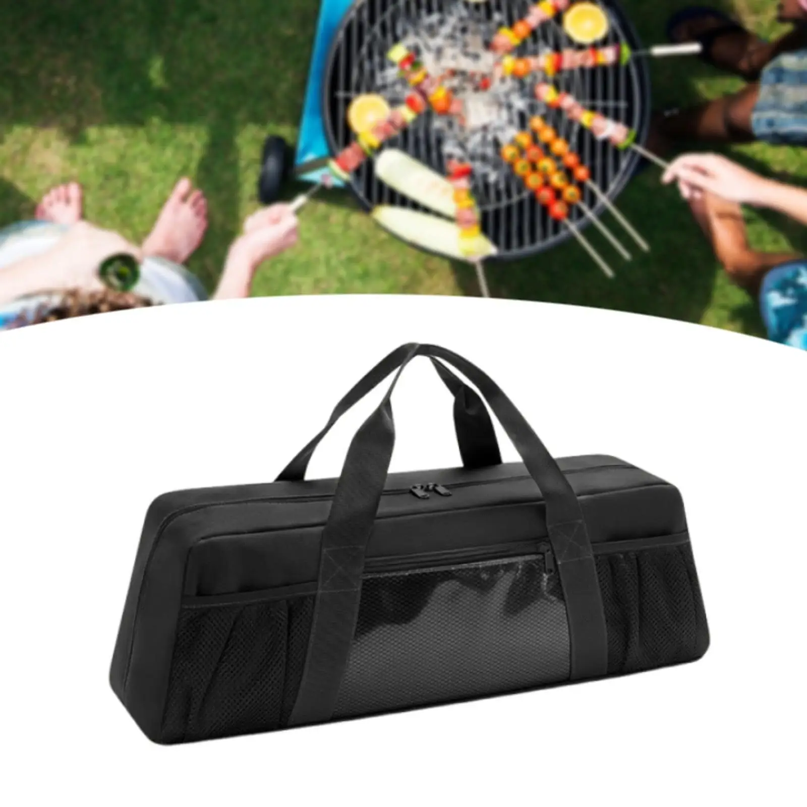 

BBQ Tool Storage Bag Black Carry Bag for Barbecue for Camping Cooking Hiking