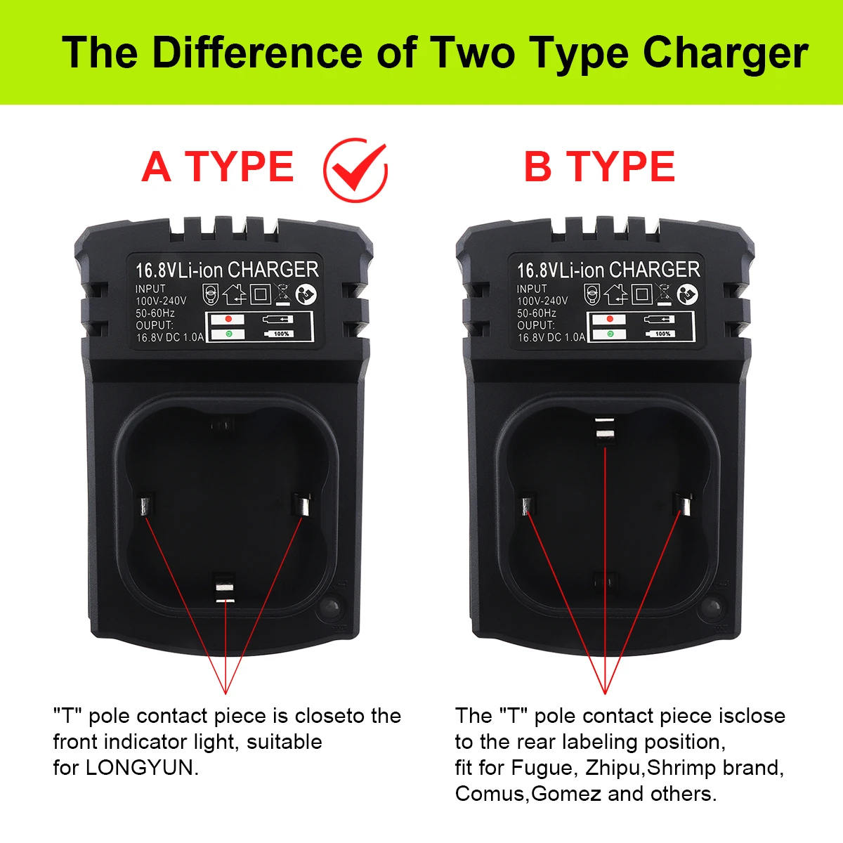 Portable Multifunction 16.8V Li-ion Rechargeable Charger Support 110-220V Power Source for Lithium Drill / Electrical Wrench