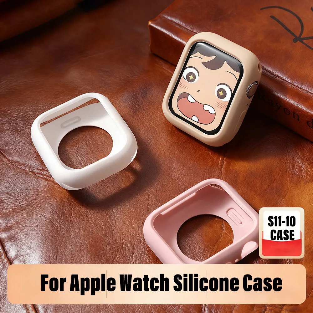 Silicone Case for Apple Watch 11 46mm 42mm/38/40/44/41/45mm Accessories Bumper protector Cover iwatch Series 10 9 8 7 6 5 4 3 SE