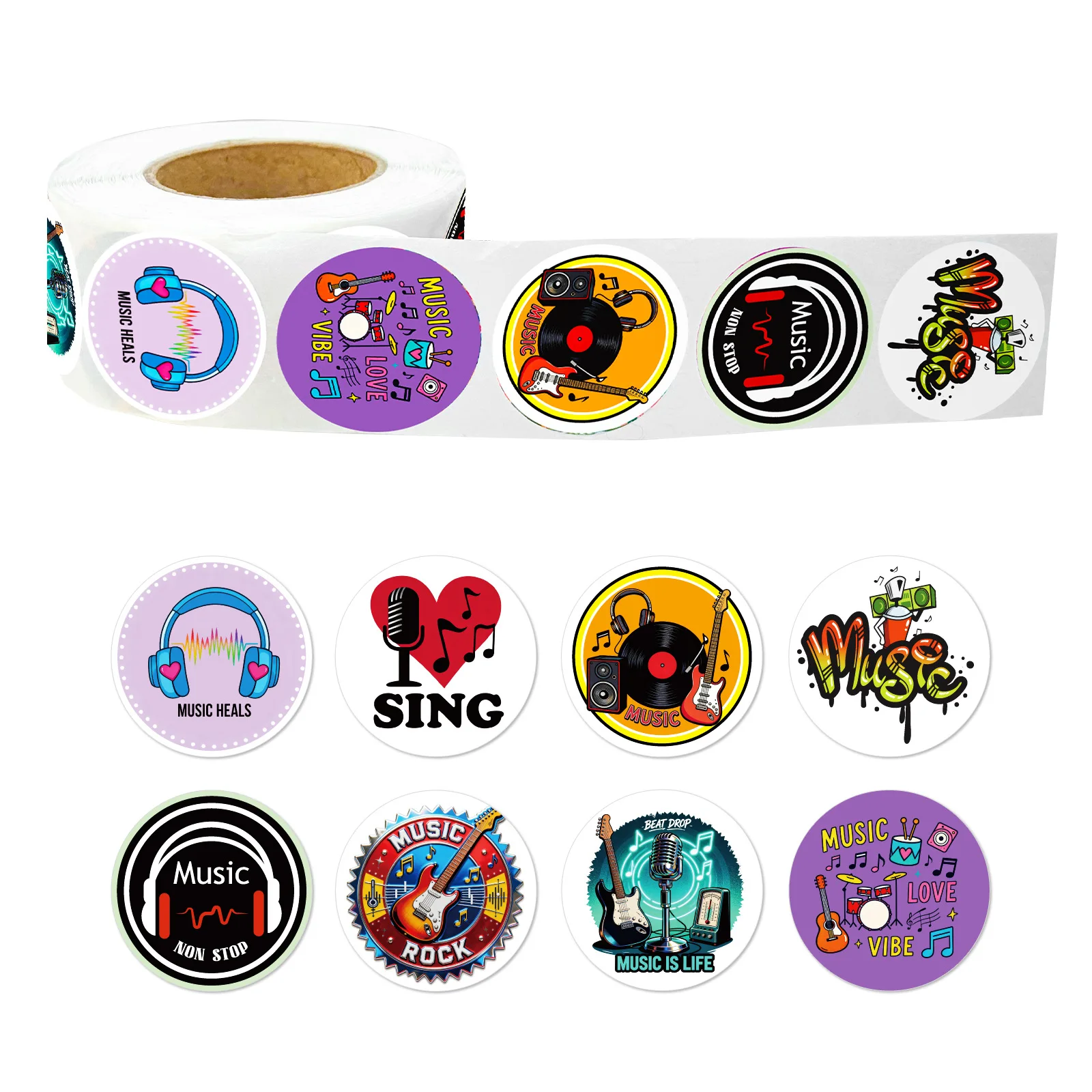 

500pcs Music Roll Stickers, Cute Note Instrument Decals, DIY Craft Decor for Journal, Photocard, Scrapbooking Art