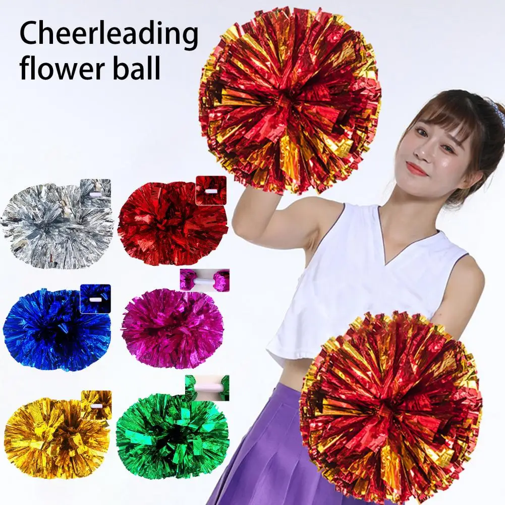 Cheerleading Pom Poms Shining Contrast Color Decorative with Long Handle Full Shape Create  Atmosphere Sparkling Comfortable Gri