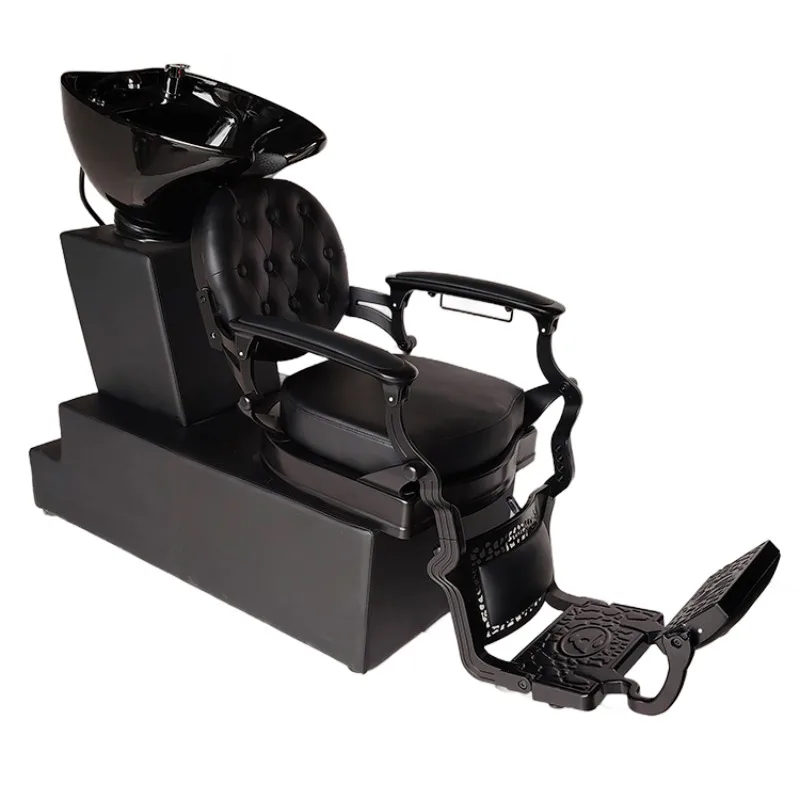 

Vintage Black Rinse Bed Salon Equipment Ceramic Shampoo Chair