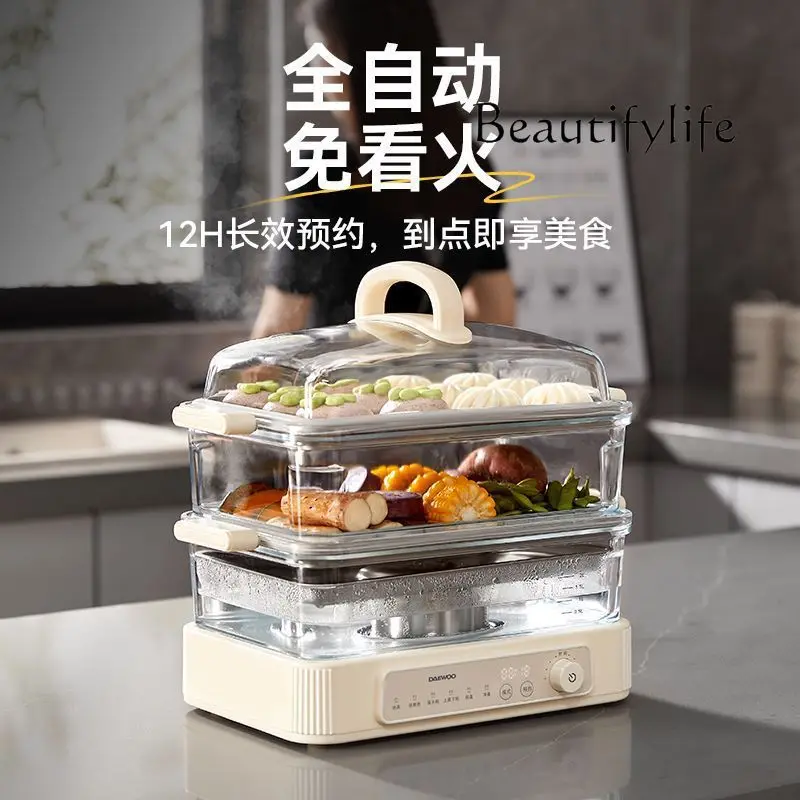 Glass electric steamer household multi-functional cooking stew integrated stainless steel steam box large capacity