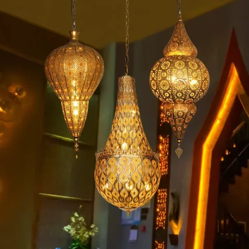 

Southeast Asian Style Antique Hollow Carving Pendant Light Vintage Exotic Moroccan Lamp Cafe Hotel Bar Restaurant Lighting
