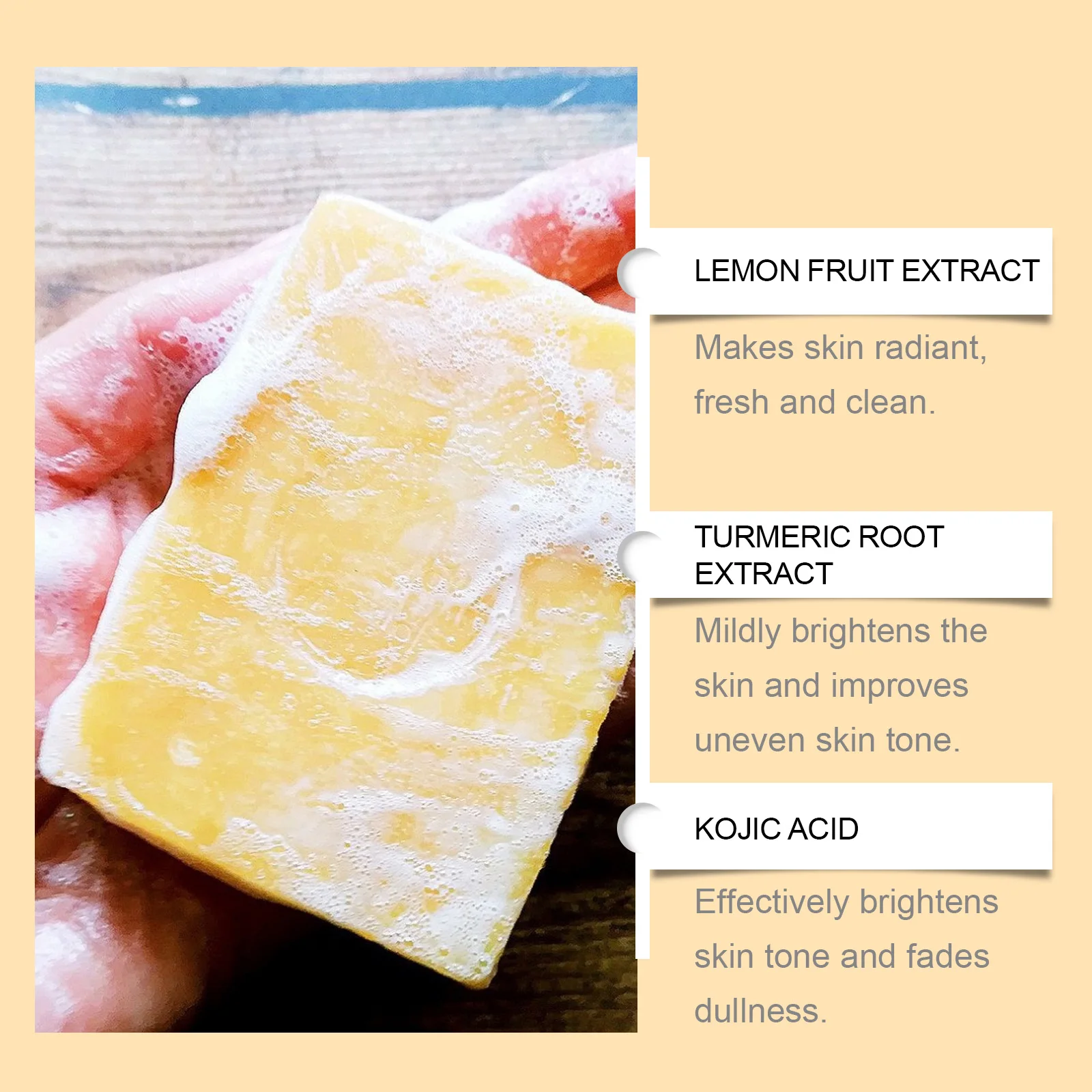 Turmeric Kojic Acid Glow Soap Dark Spot Acne Removal Even Skin Tone Smooth Skin Deep Cleansing Oil Control Face Skin Care