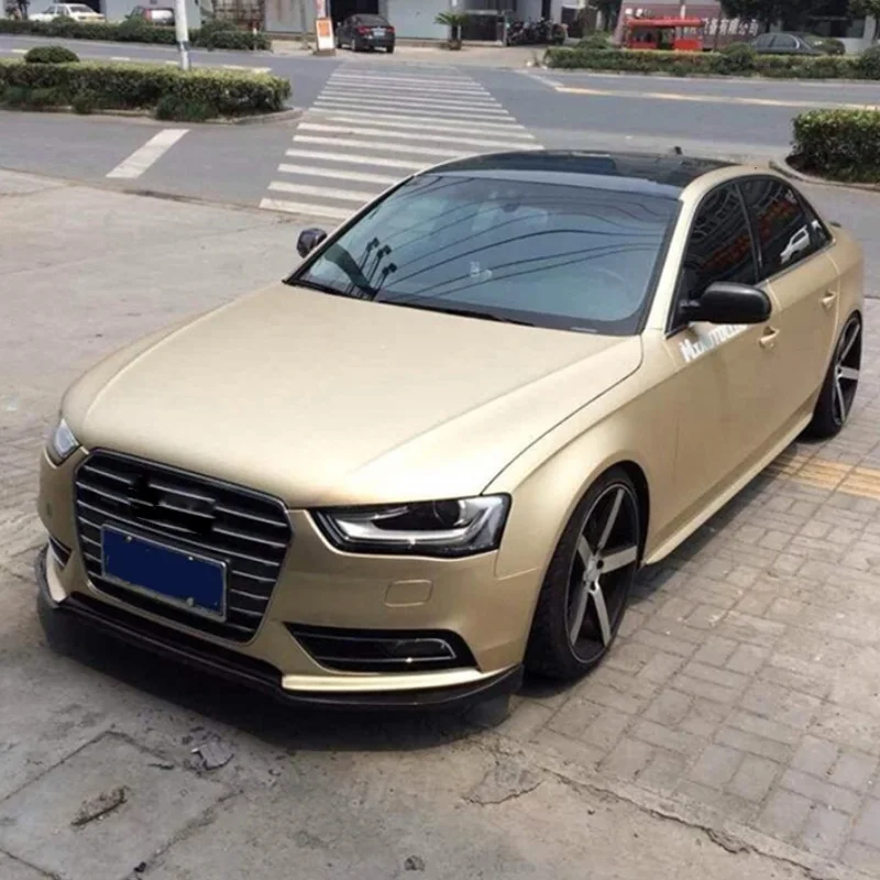 Satin Chrome Metallic Champagne Gold Vinyl Wrap Sheet Film Air Release DIY Self Adhesive Decal Sticker Motorcycle Car Wrapping