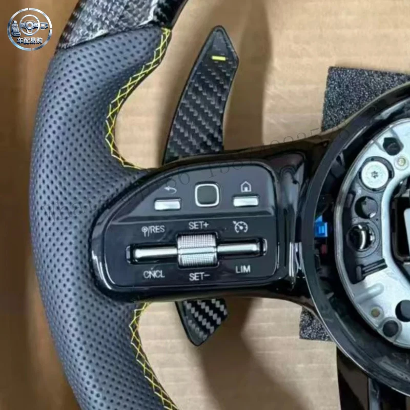 For Mercedes Benz AMG GT GT50 GT63 W205 W213 W222 W464 E Class GLE CLA CLS GLC Real Carbon Fiber Steering Wheel LED Shift Lights