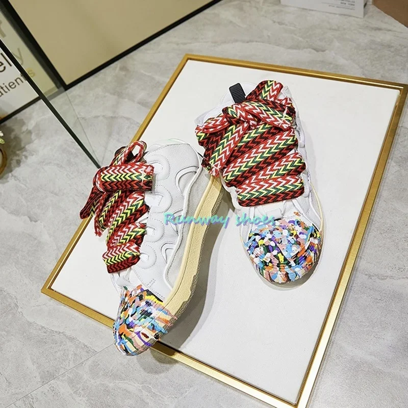 أحذية منصة الترفيه الأبيض أربطة الحذاء واسعة تزيين المرأة 43 ياردة المضادة للانزلاق أحذية تدريب الألمانية أحذية رجالية مسطحة #3