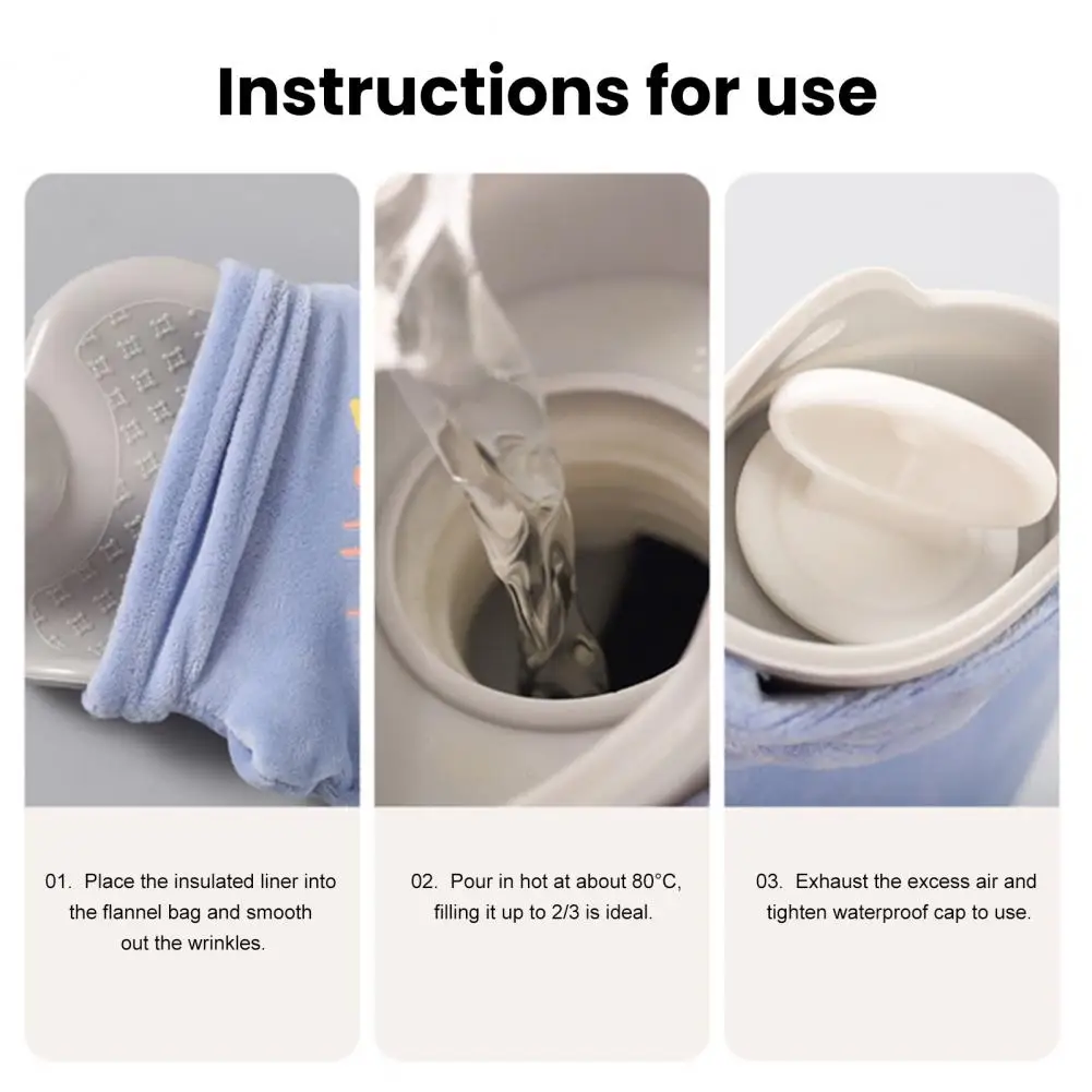 Reusable Hot Water Bag Pain Relief Hot Water Bag 1000ml Plush Hot Water Bottle Leakproof Pvc Heat Bag Long-lasting Warm for Pain