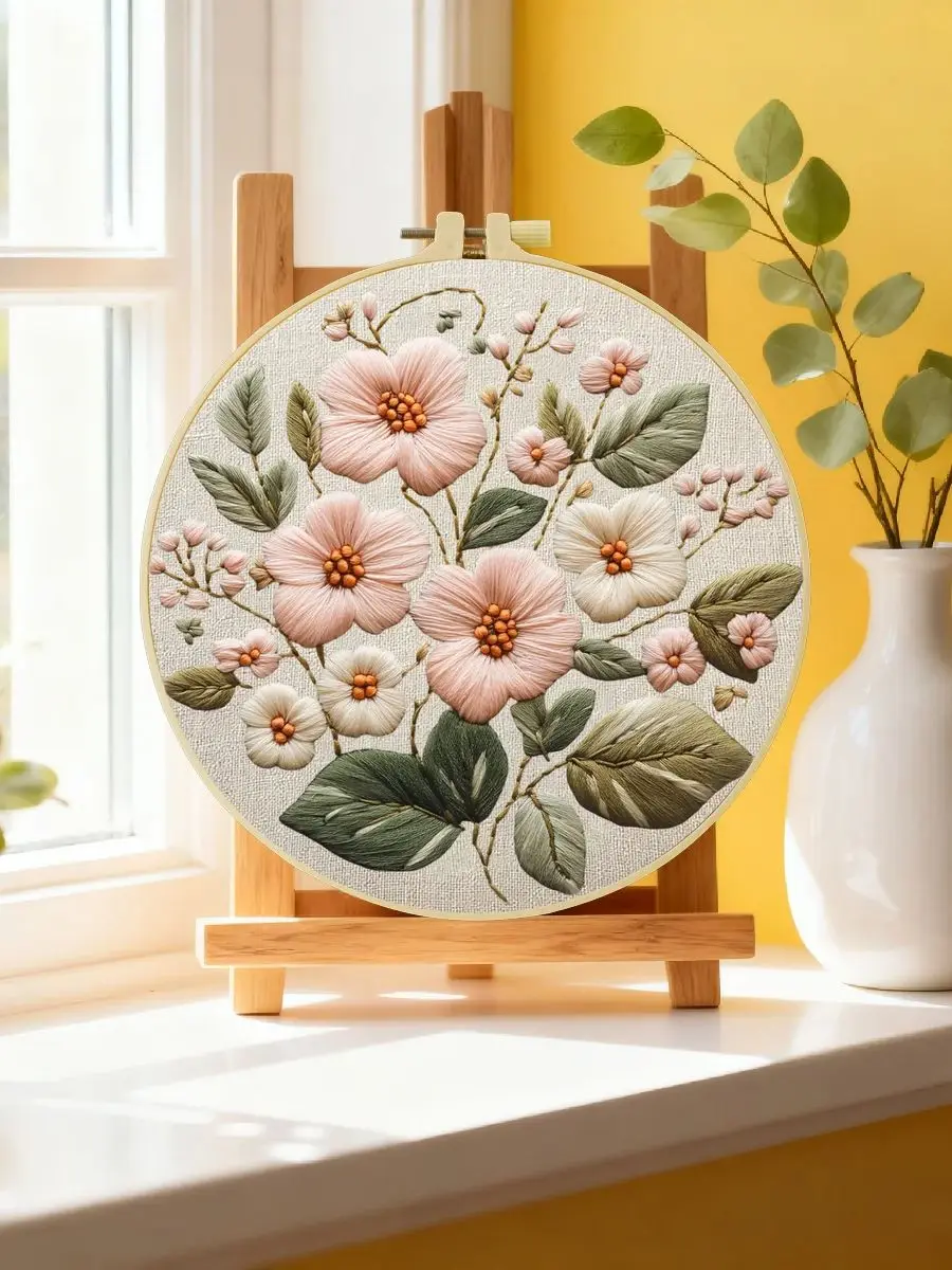 1 Stück 20X20CM/15X15CM 7,87/6,3 Zoll Blumen-Stickerei-Starter-Kit DIY-Kit DIY-Stickerei-Set Handarbeiten Heimdekoration Malerei – Detail 6