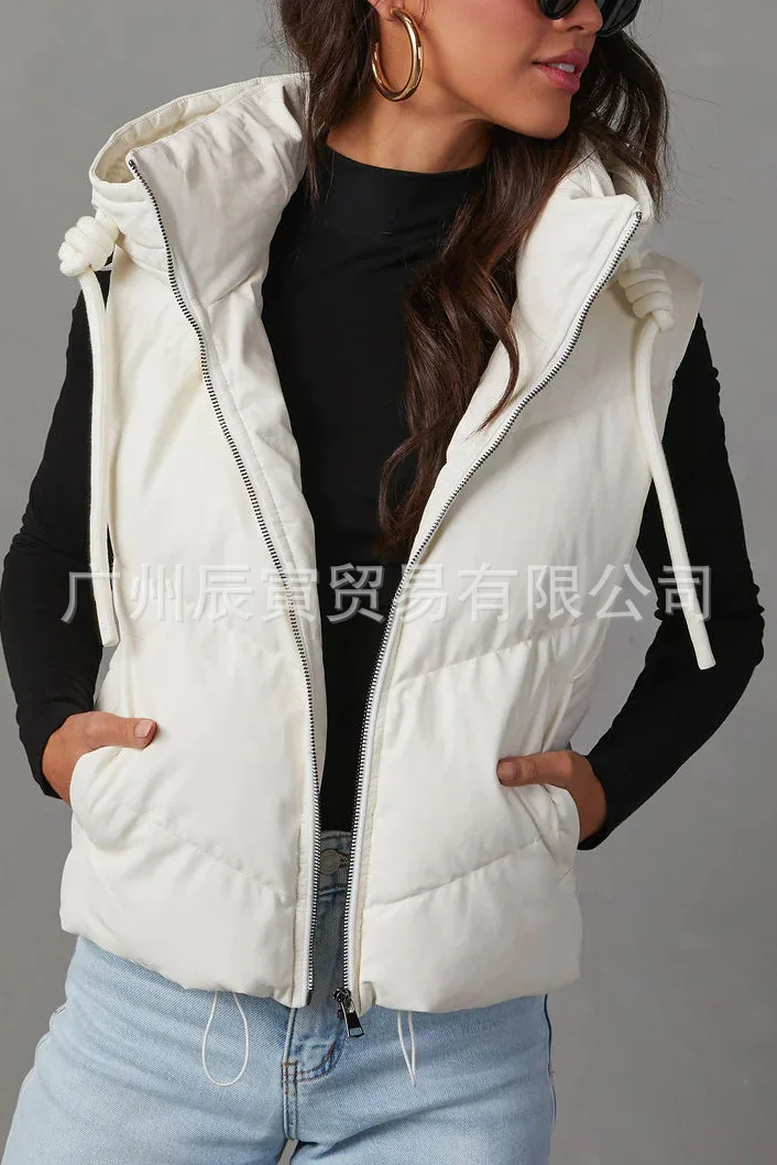 Women's Solid Color Hooded Pad - Padded Vest Gilet recension och pris