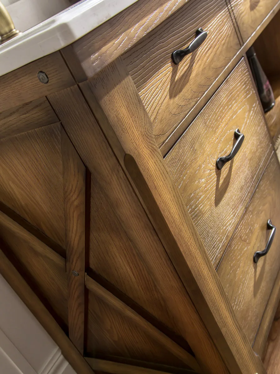 Vintage bathroom cabinet combination, antique solid wood floor to ceiling bathroom bathroom cabinet, wash basin