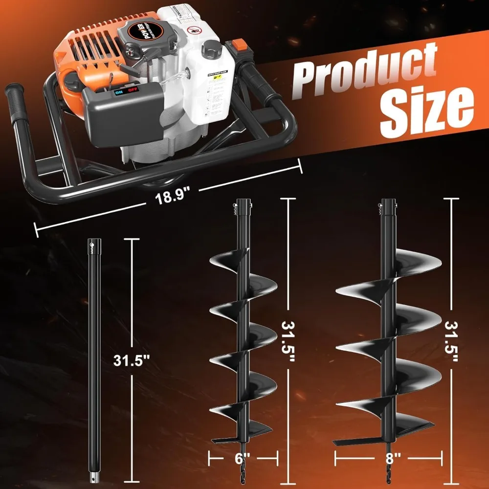 حفار ثقب عمود التوجيه 72 سي سي، حفار أرضي يعمل بالغاز مع 2 لقمة ثقب اوجير (6 و 8) + 2 قضبان تمديد 31.5