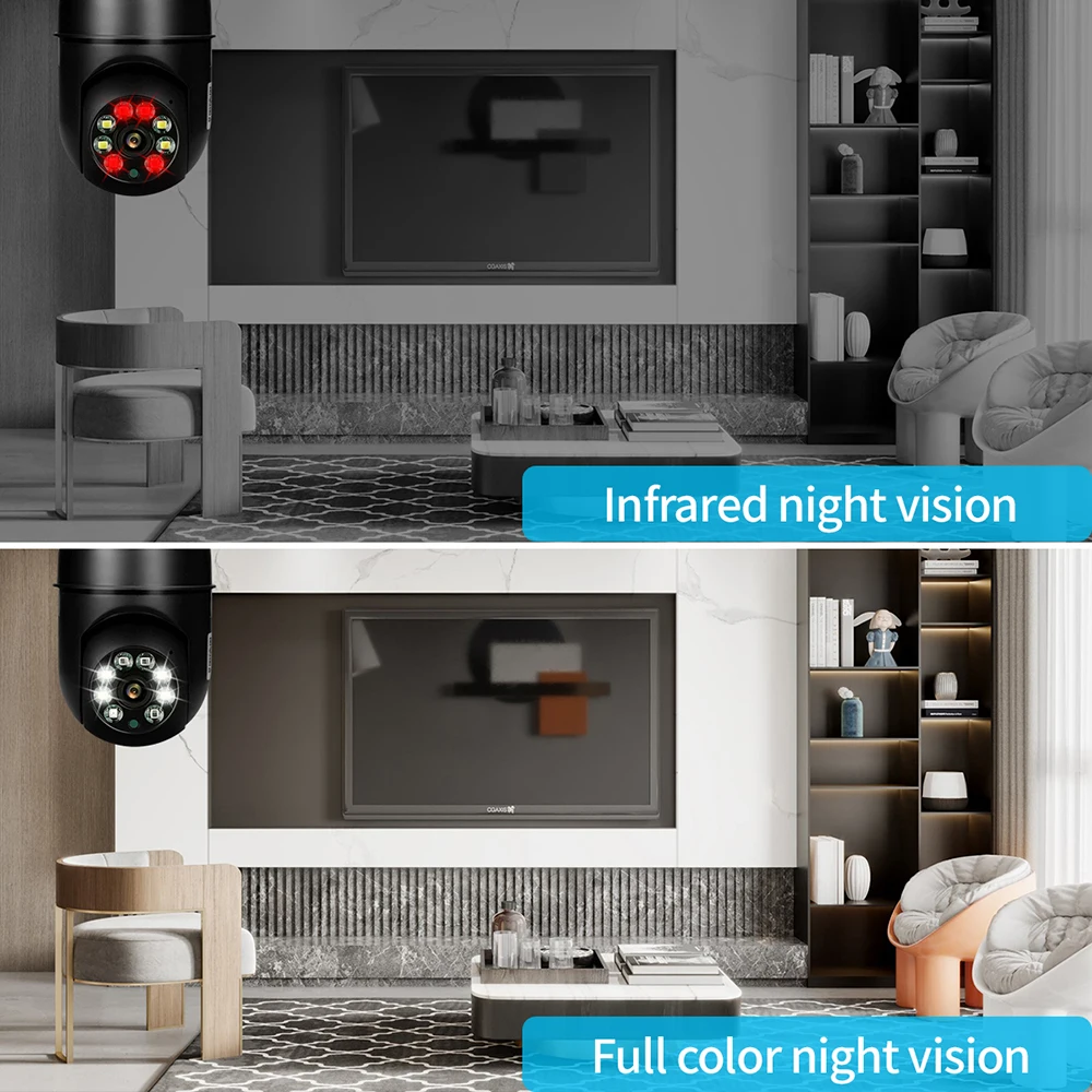 2MP 5G Wifi Bulb Camera 1080P PTZ IP Camera Full Color Night Vision Security Protection Surveil Camera 4X Digital Zoom Camera