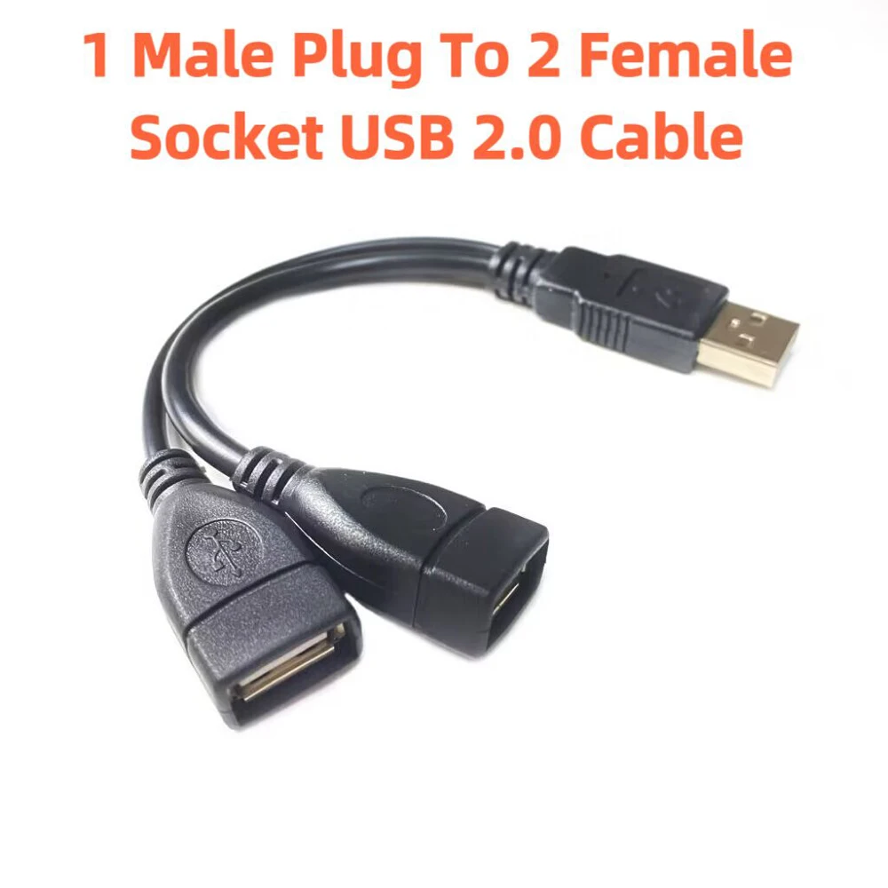 1 Male Plug To 2 Female Socket USB 2.0 Extension Line Data Cable Power Adapter Converter Splitter USB 2.0 Cable 15/30cm