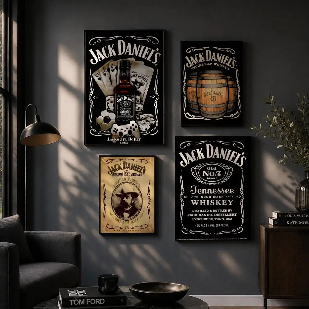 Classic J-Jack Daniels Poster HD Home Wall Stickers House hallway Living Room Bedroom Bar Office Decor Art Prints