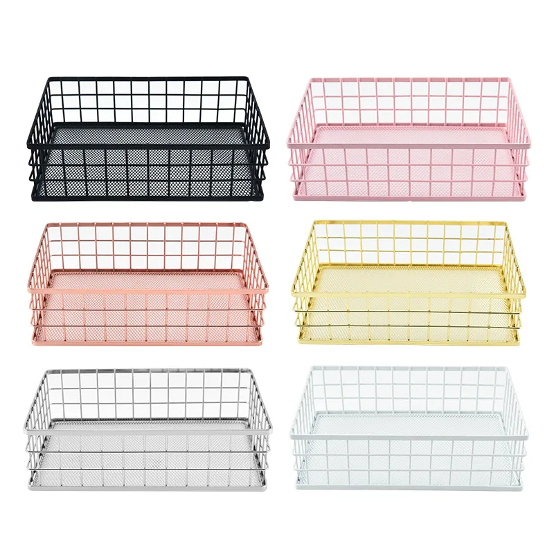 Nordic Iron Square Storage Basket Desktop Storage Basket Office Storage Basket Storage Box Container for Home Organization