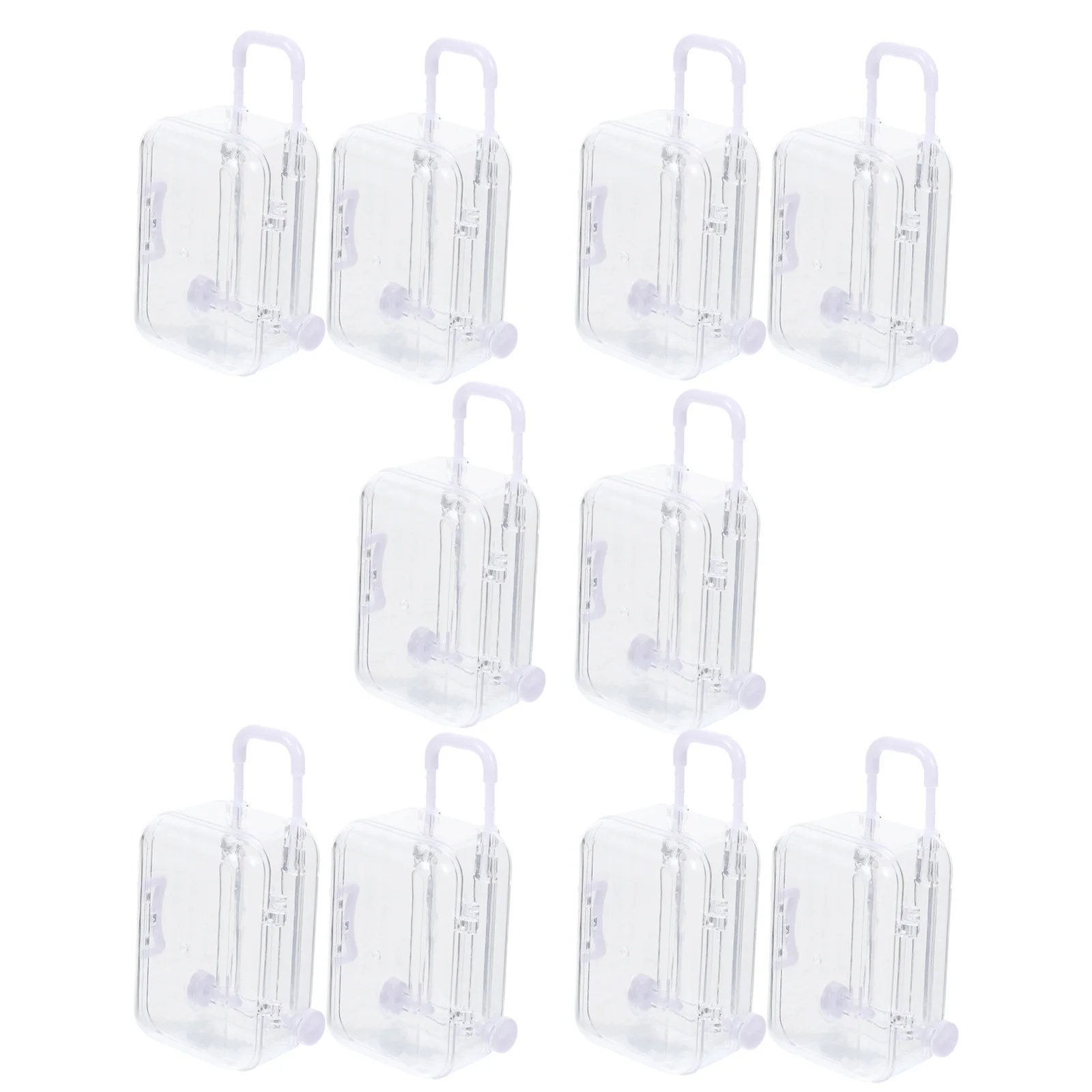 

10Pcs Mini Suitcase Candy Box Clear Plastic Travel Luggage Party Favor Organizer Secure Lock Wedding Birthday Jewelry Holder