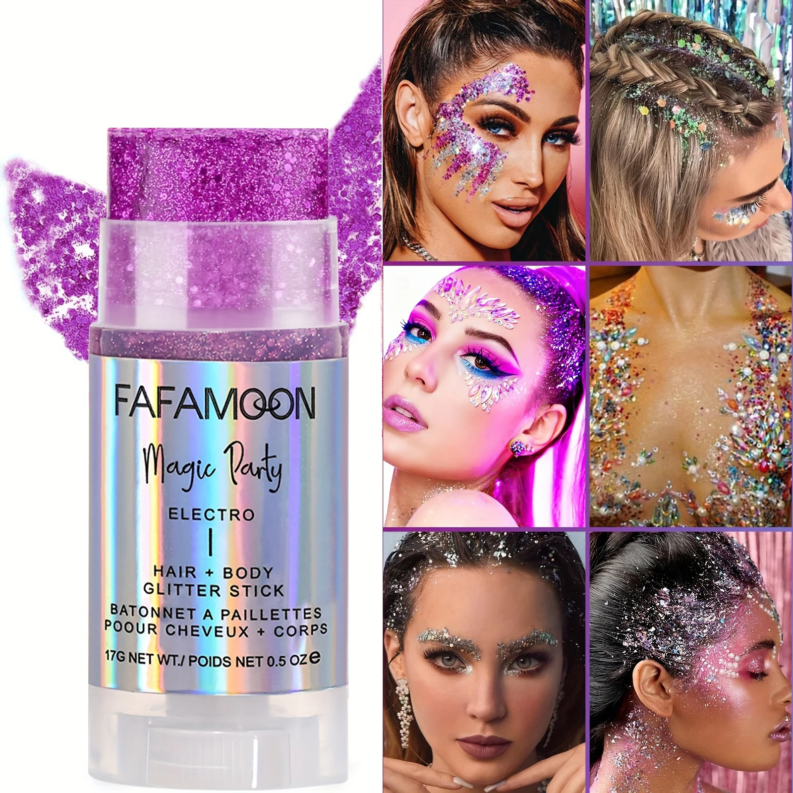 Body Glitter Stick, Singer Music Rave Festival, Rotating Mermaid Face Glitter Stick, Holographic Glitter for Face/Body/Hair/Eye