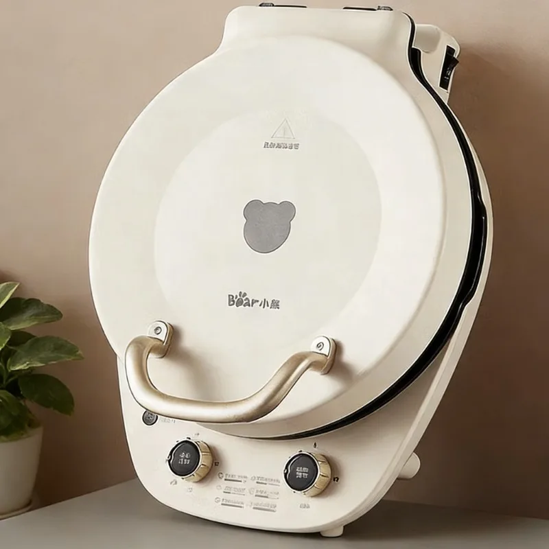 Bear electric sandwich maker with deep, removable, and washable baking plates; double-sided heating for home use.