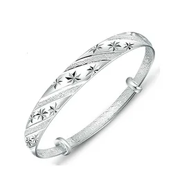 Fashion 925 Sterling Silver Meteor Shower Lucky Bracelet Bangle For Women Wedding Jewelry And