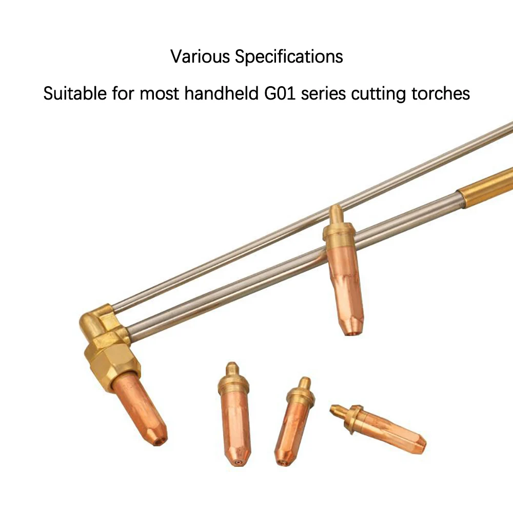 5 Pieces G01 Series Cutting Torch Nozzles Acetylene Cutting Nozzle Propane Torch Tip 30-300mm Oxygen Fuel Cutting Copper Tips