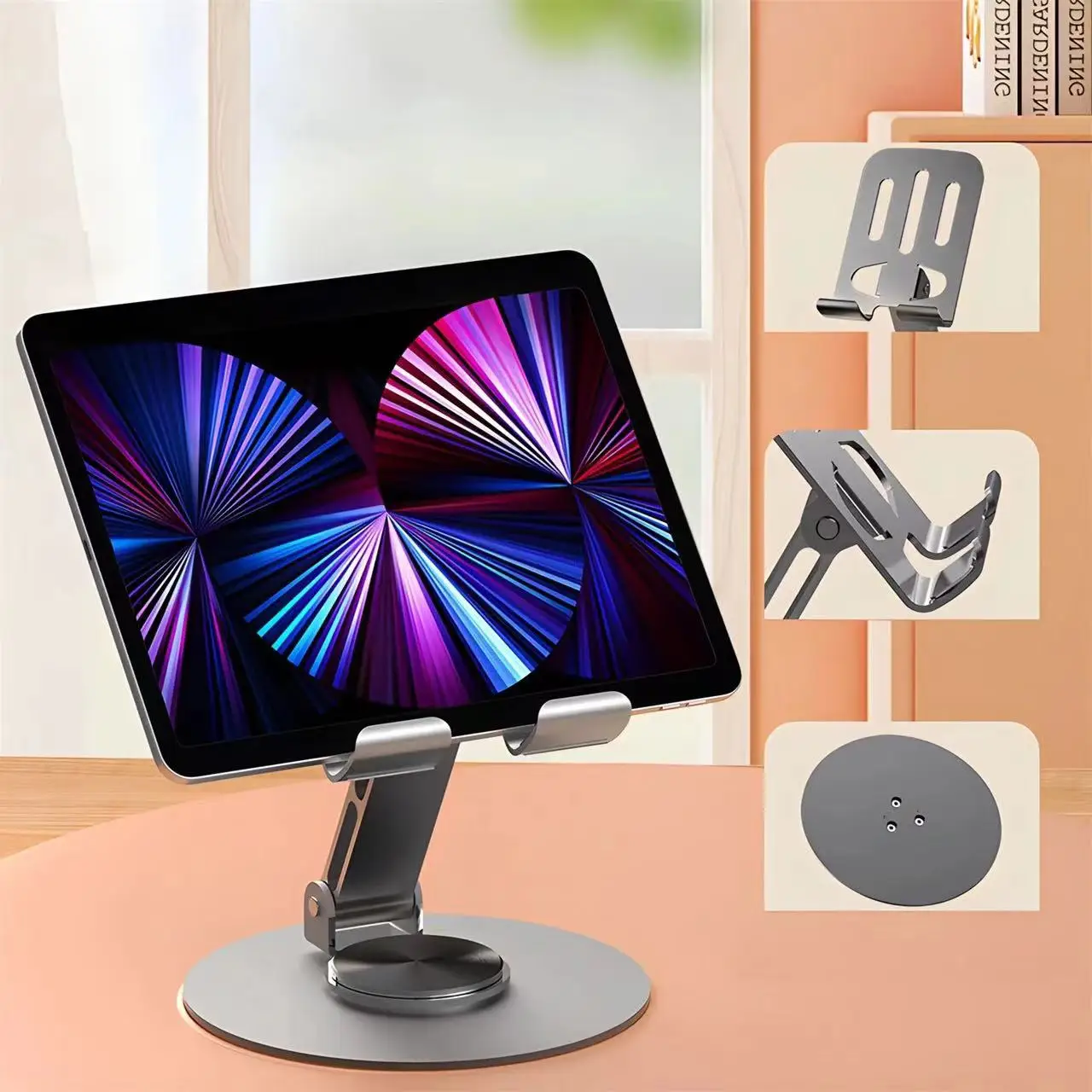 Aluminum Foldable Tablet Stand For iPad Pro 11 Galaxy Tab Portable Folding Table Holder Tiktok Stand 360 Degree Rotating Cradle