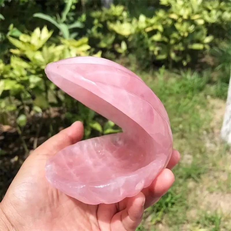 Conchas de cuarzo rosa Natural de 9,5 CM, tallado de cristal, piedra de energía curativa, decoración del hogar, adornos Fengshui, regalo, 1 piezas