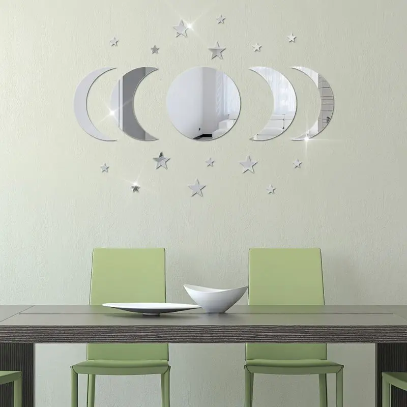 20pcs Acrylic Star Moon Shape Wall Sticker Lenses for Wall Decoration in Living Rooms, Bedrooms, and Other Places Decoration