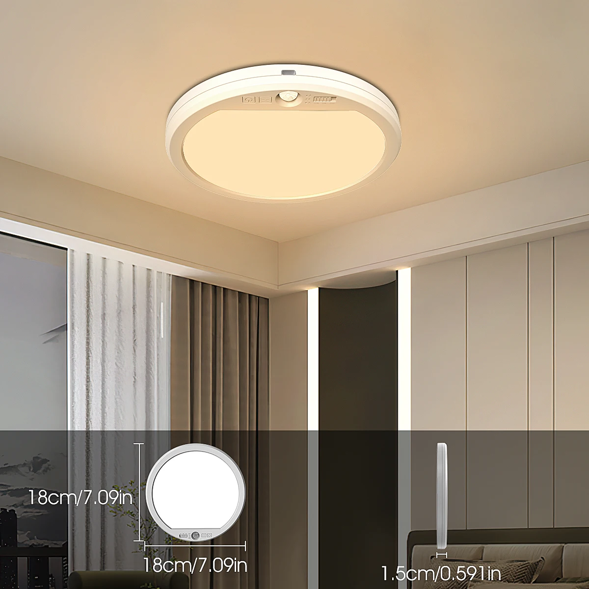 Aiopp Ultradünne LED-Deckenleuchte mit Fernbedienung, 3 Farbmodi, einstellbare Helligkeit, Timer-Funktion, Bewegungserkennung, Unterputz-Wandleuchte für Flur, Schlafzimmer, Balkon, Schrank, Treppe,