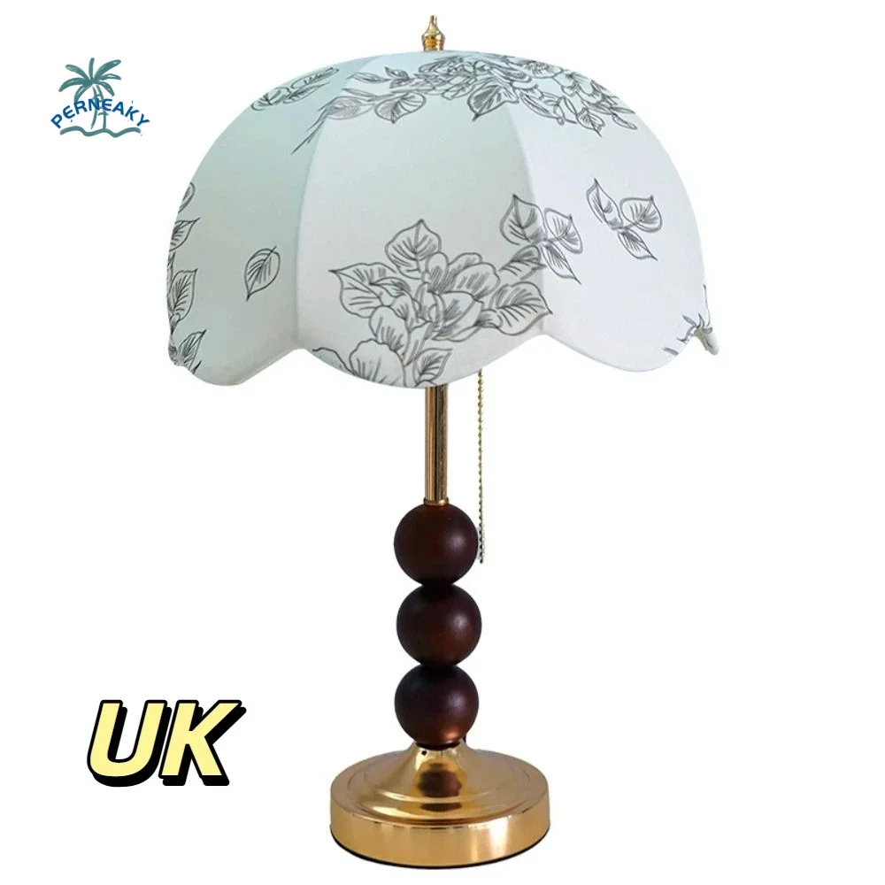 Fabric Lampshade European Vintage Table Lamp Soft Light Sturdy Structure Elegant Fabric Lampshade Light Warm Atmosphere