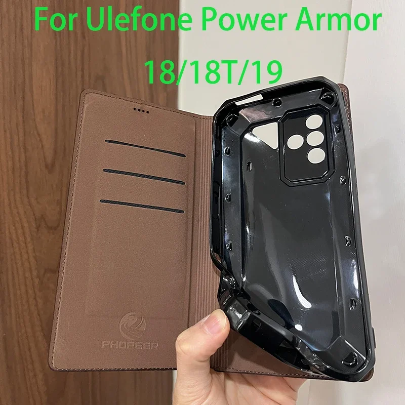 Genuine Leather Skin Flip Wallet Book Phone Case Cover On For Ulefone Power Armor 13 14 16 17 18 18T 19 21 Pro Armor19 Armor21