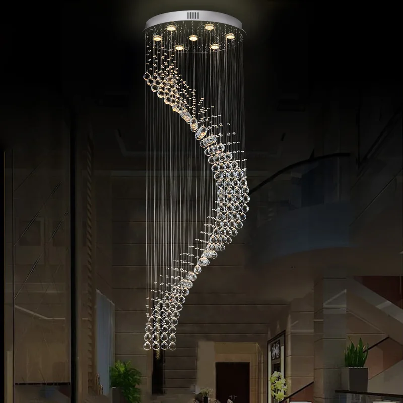 Imagem -05 - Modern Única Espiral Led Crystal Chandelier Stair Light Stair Lamp Candelabro para Foyer Sala de Jantar Restaurante