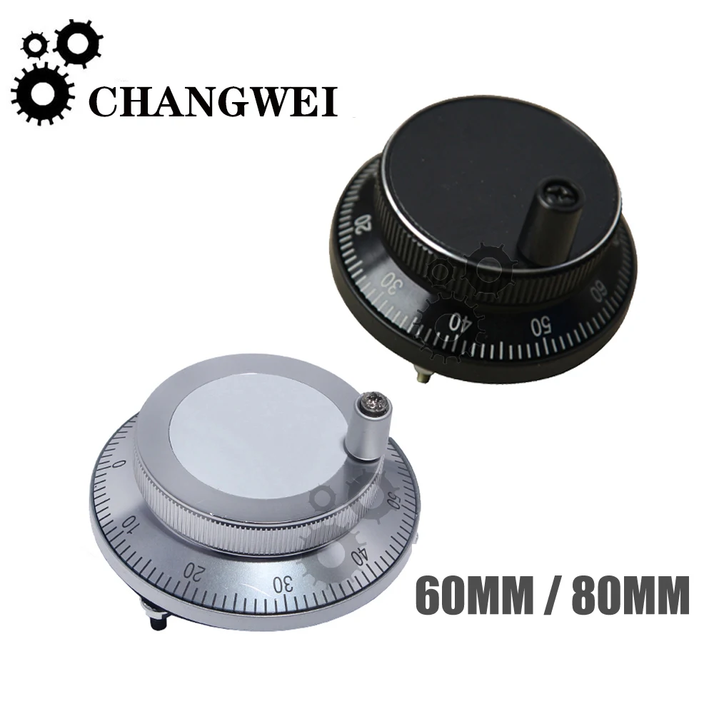 Cnc Machining Center 60mm/80mm Electronic Handwheel Encoder Hand Pulse Generator Mpg Dc 5v/12v/24v 100ppr 4-pins 6-pins