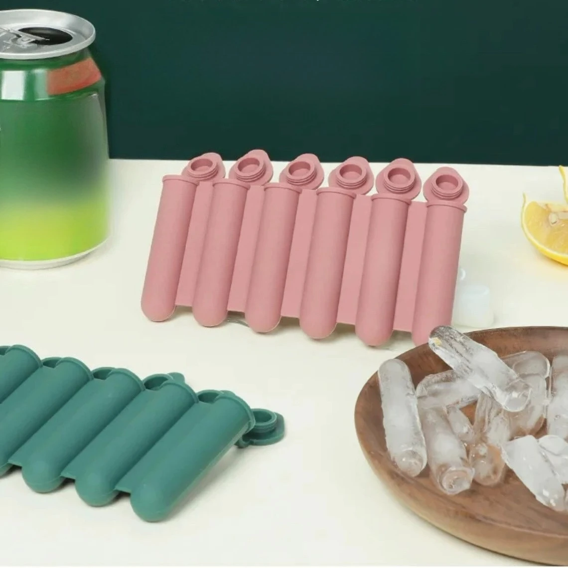 Bandeja de cubitos de hielo larga de silicona de 6 cavidades con tapa, Mini molde reutilizable para paletas para refrescos, cervezas y más, duradero, diseño a prueba de fugas, 1 ud.