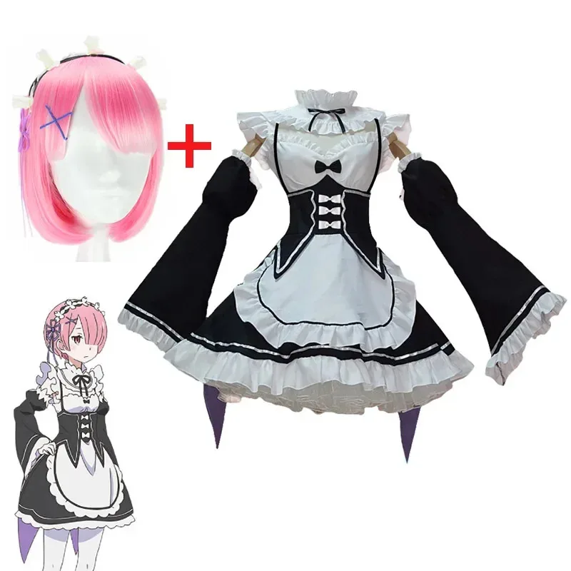 Life In A Different World From Zero Rem/Ram Cosplay Costume Halloween Carnival Funny Maid Sisters Loli Uniform JW956b;4.f'7;j,3'