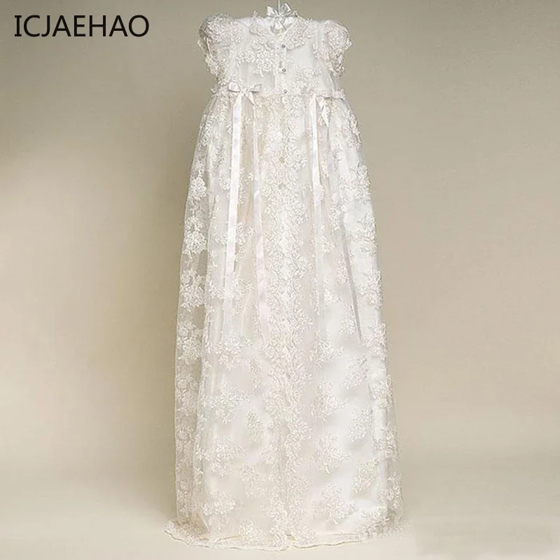 ICJAEHAO 2024 Infant Toddler Clothes 1st Year Birthday Party Wedding Vintage Embroidery Baby Girl Baptism Dress Christening Gown