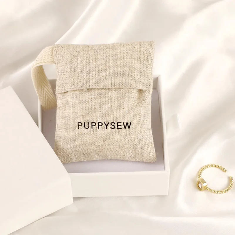 Natural Linen Handbag 8x10cm 9x12cm 13x18cm pack of 50 Jewelry Gift Packaging Envelope Pouches with Ribbon
