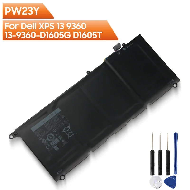 Replacement Battery PW23Y For Dell XPS 13 9360 13-9360-D1605G D1605T D1705 0RNP72 0TP1GT RNP72 TP1GT 60Wh