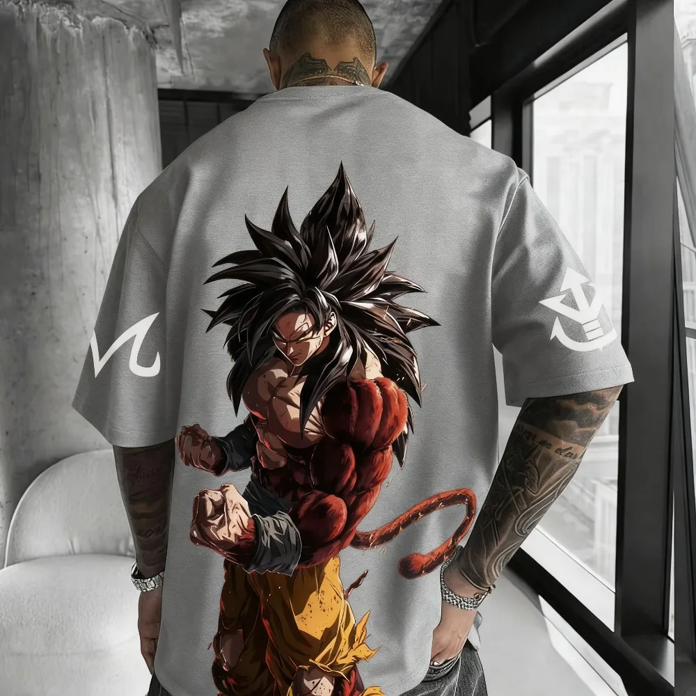

Dragon Ball Anime Super Saiyan 4 T-shirt 2025 Summer Men's and Women's Street Loose Casual Children's Parent Child Clothing Top