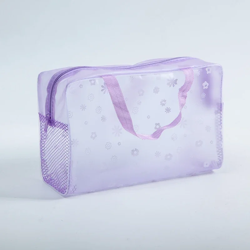 Bolsa de cosméticos transparente de PVC para mujer y niña, estuche de belleza impermeable con cremallera, bolso de viaje, bolsas de aseo, 1 unidad