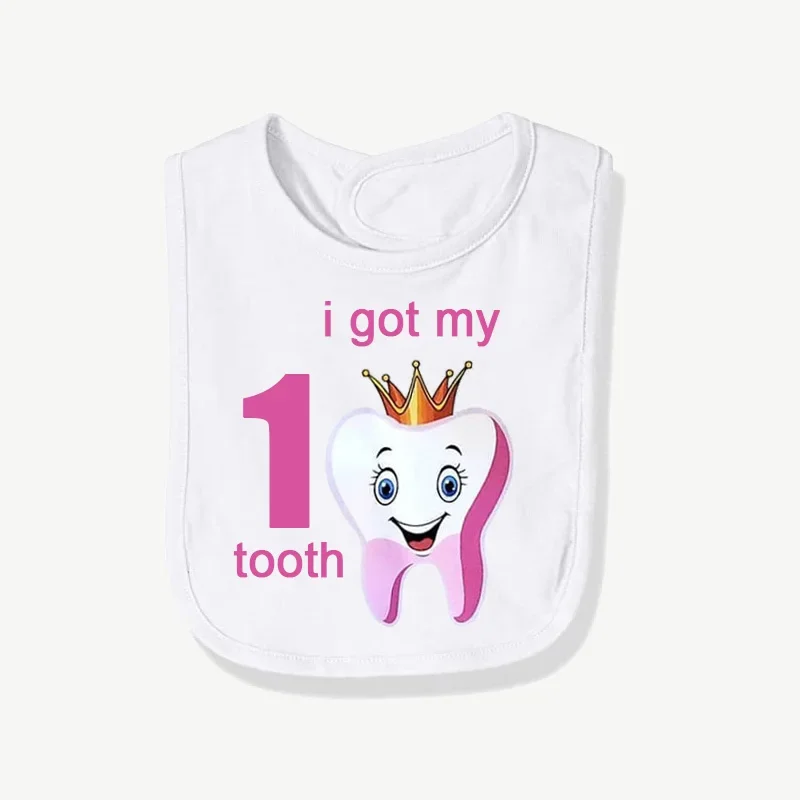 Boy or girl I got My First Tooth bib baby shower Gender reveal gift present 1st Tooth Announcement Birthday Party Photo props