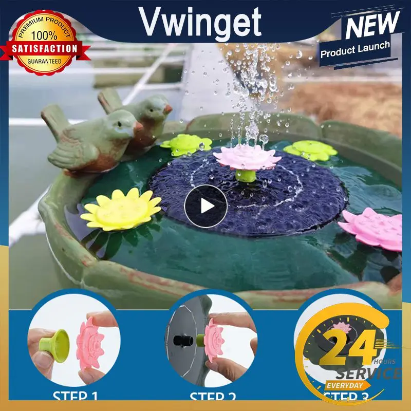 

Фонтан на солнечной батарее, 6 форм распыления воды, быстрый запуск, прочный портативный садовый декор, плавающий фонтан, декоративный фонтан с листьями лотоса