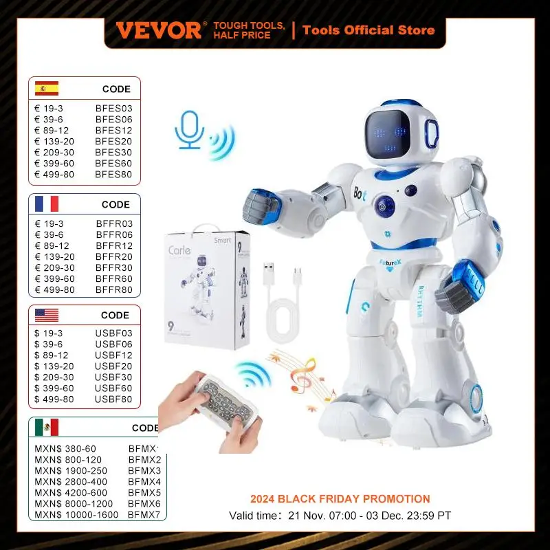 VEVOR RC Robot Early Education Intelligent APP Remote Control Robot Electric Singing Dancing for Children's Toys Birthday Gifts