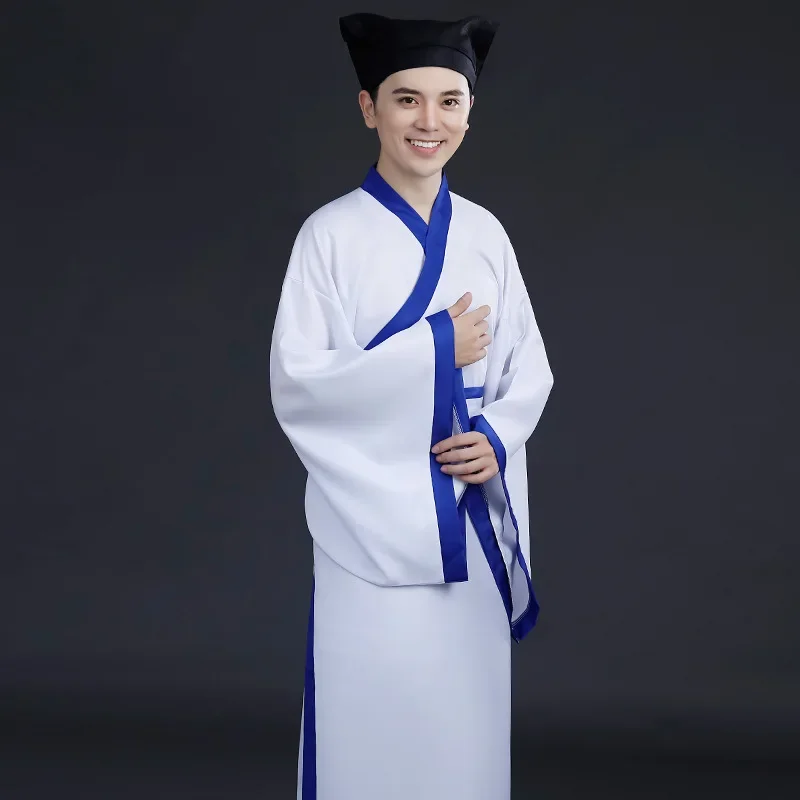 

Chinese Robe Ancient Scholar Student Costumes Men Aldult Kimono China Traditional Vintage Ethnic Stage Cosplay Costume Hanfu