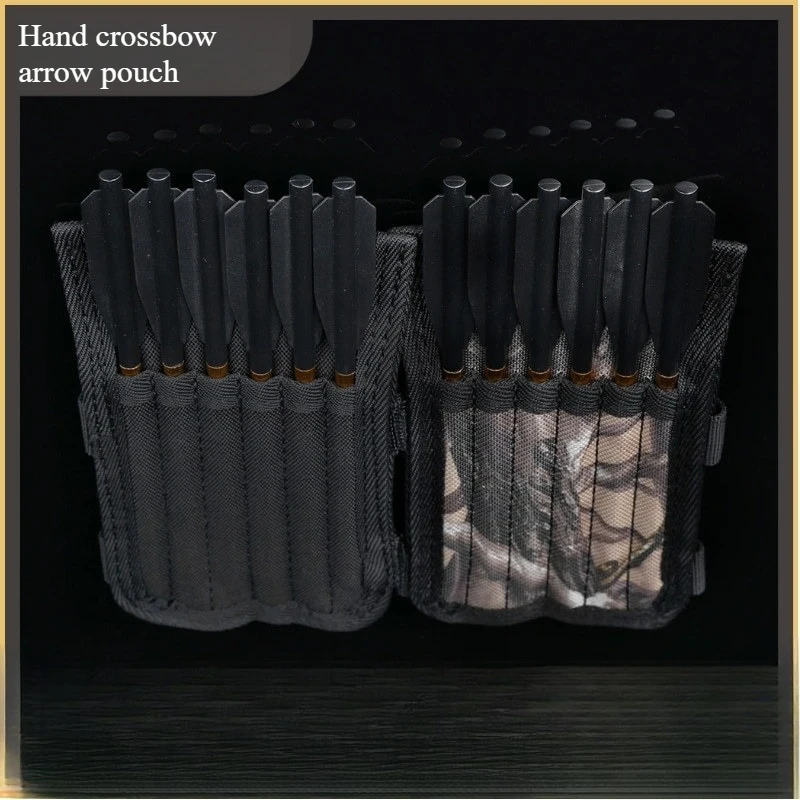 Mini Camouflage Short Arrow Pouch for Storing 12 Arrows. Double-sided. 6.3-inch Crossbow Arrow Bag. Waterproof.