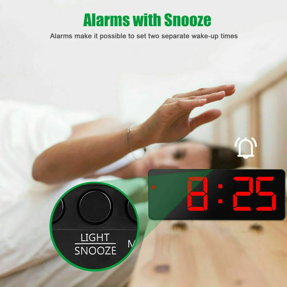 Mirror LED Digital Alarm Clock 12/24 Hours Home Decoration Modern Multifunctional Nigh Light High Quality Hot Sale