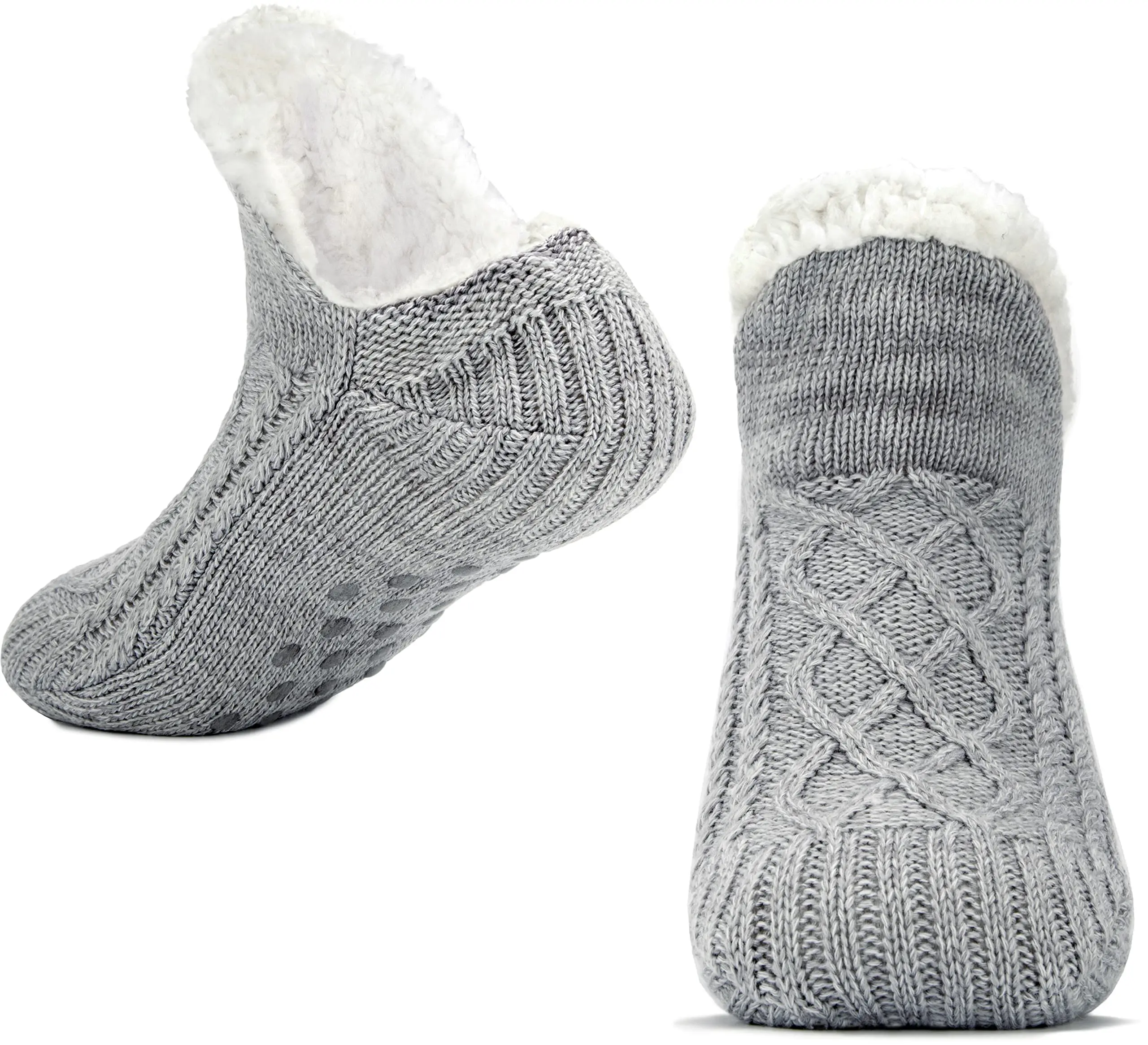 Slipper Socks for Women Men Non Slip Knitted Thick Sherpa Fleece Lined 24cm(35-39) 26cm(39-42) 28cm(43-45) 30cm(46-48) 1
